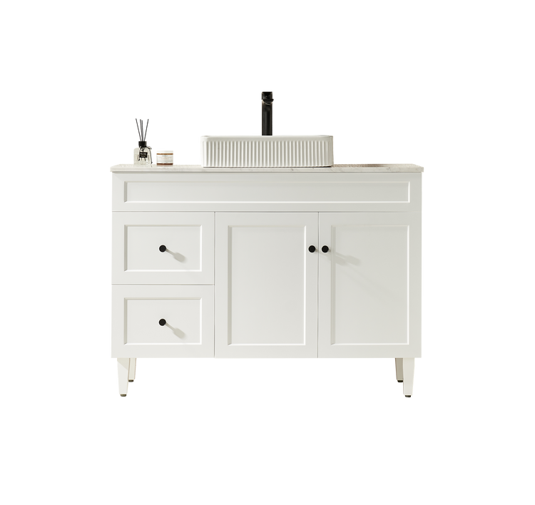 VITO  Hamilton Floor PVC Cabinet Soft Closing Door Left/Right Hand Drawers 1200mm HMT124LL/HMT124RL-MW/MB