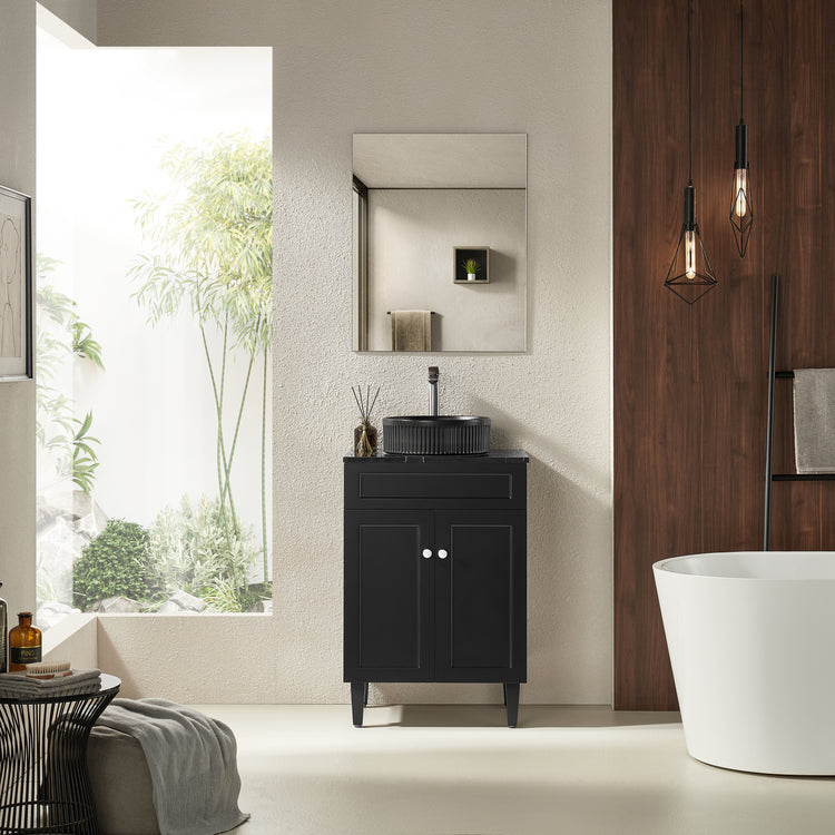 VITO Hamilton Floor PVC Cabinet Soft Closing Doors, solid wood legs 590x455x860mm