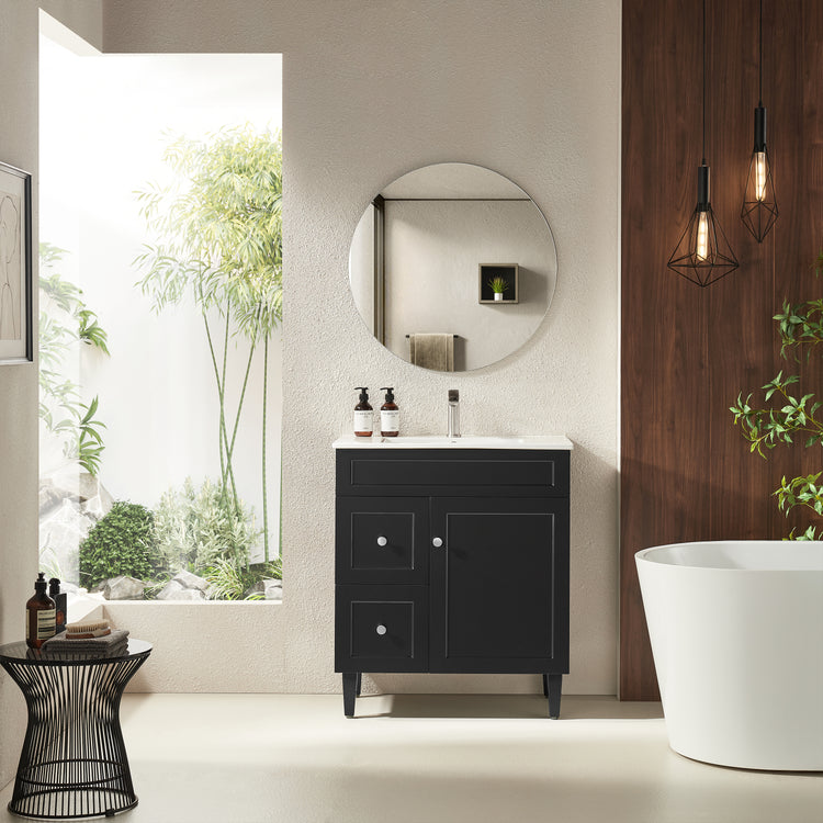 VITO Hamilton Floor PVC Cabinet Soft Closing Door, solid wood legs Right Hand & Left Hand Drawers 740*455*860mm