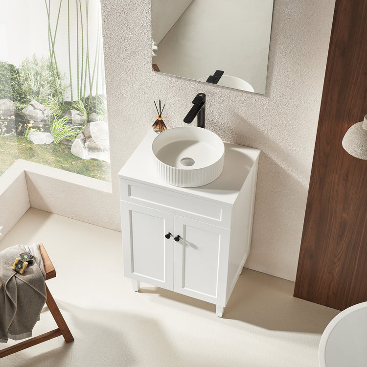 VITO Hamilton Floor PVC Cabinet Soft Closing Doors, solid wood legs 590x455x860mm