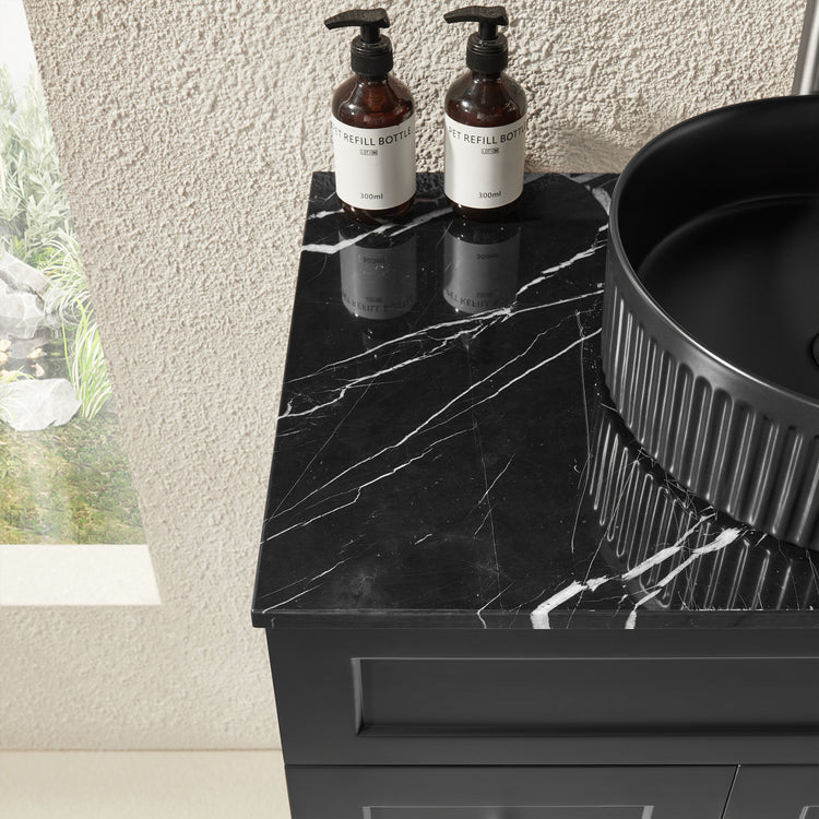 VITO Hamilton Floor PVC Cabinet Soft Closing Door, solid wood legs Right Hand & Left Hand Drawers 740*455*860mm