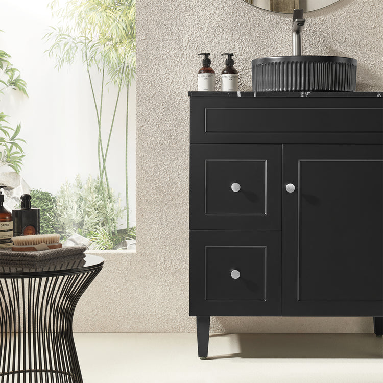 VITO Hamilton Floor PVC Cabinet Soft Closing Door, solid wood legs Right Hand & Left Hand Drawers 740*455*860mm
