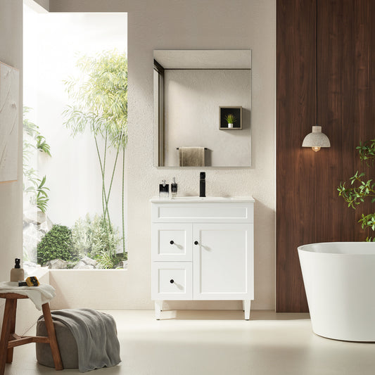 VITO Hamilton Floor PVC Cabinet Soft Closing Door, solid wood legs Right Hand & Left Hand Drawers 740*455*860mm