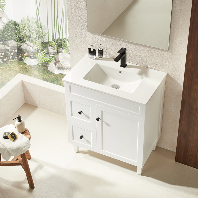 VITO Hamilton Floor PVC Cabinet Soft Closing Door, solid wood legs Right Hand & Left Hand Drawers 740*455*860mm