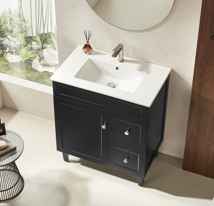 VITO Hamilton Floor PVC Cabinet Soft Closing Door, solid wood legs Right Hand & Left Hand Drawers 740*455*860mm