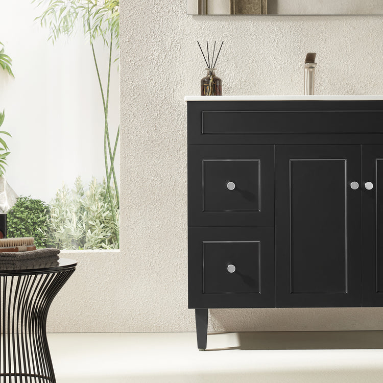 VITO Hamilton Floor PVC Cabinet Soft Closing Door, solid wood legs Right Hand & Left Hand Drawers 890x455x860 mm