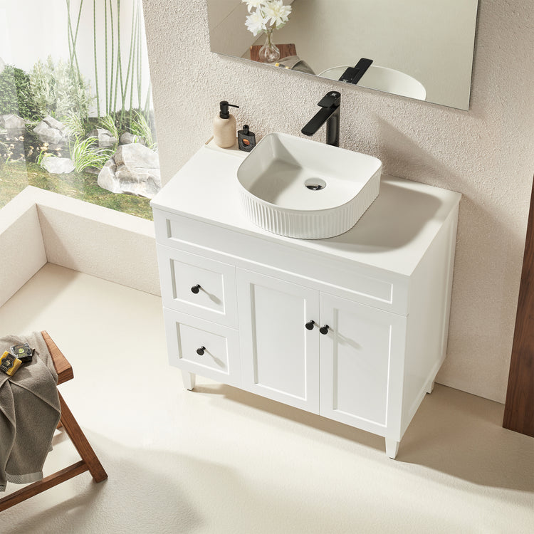 VITO Harrington Floor PVC Cabinet Soft Closing Door, solid wood legs and and left-right double doors 890mm