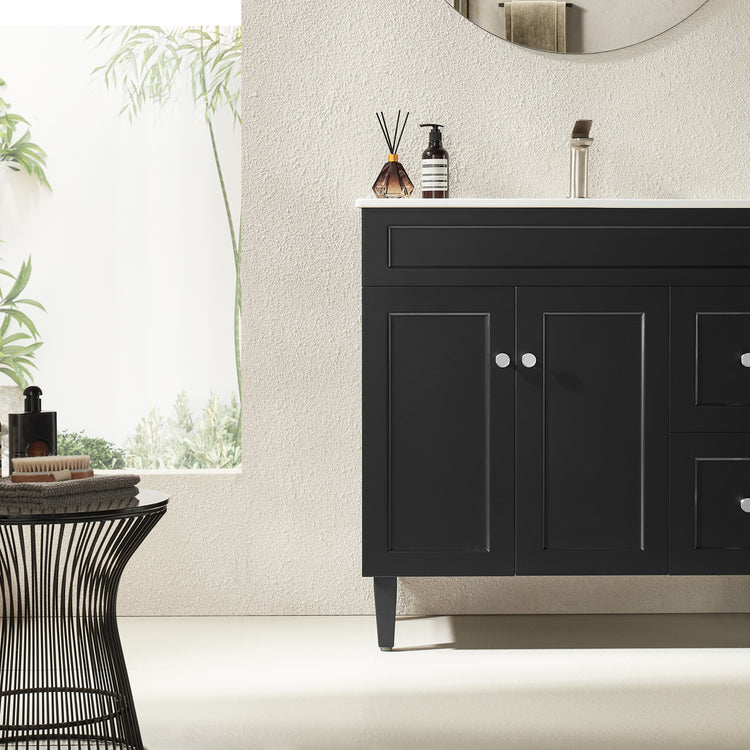 VITO Harrington Floor PVC Cabinet Soft Closing Door, solid wood legs and and left-right double doors 890mm