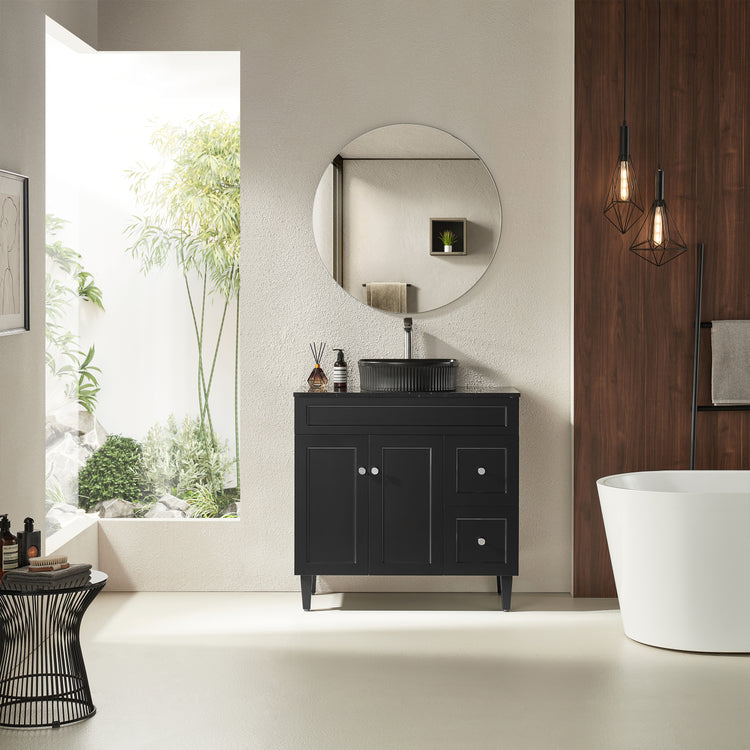 VITO Harrington Floor PVC Cabinet Soft Closing Door, solid wood legs and and left-right double doors 890mm