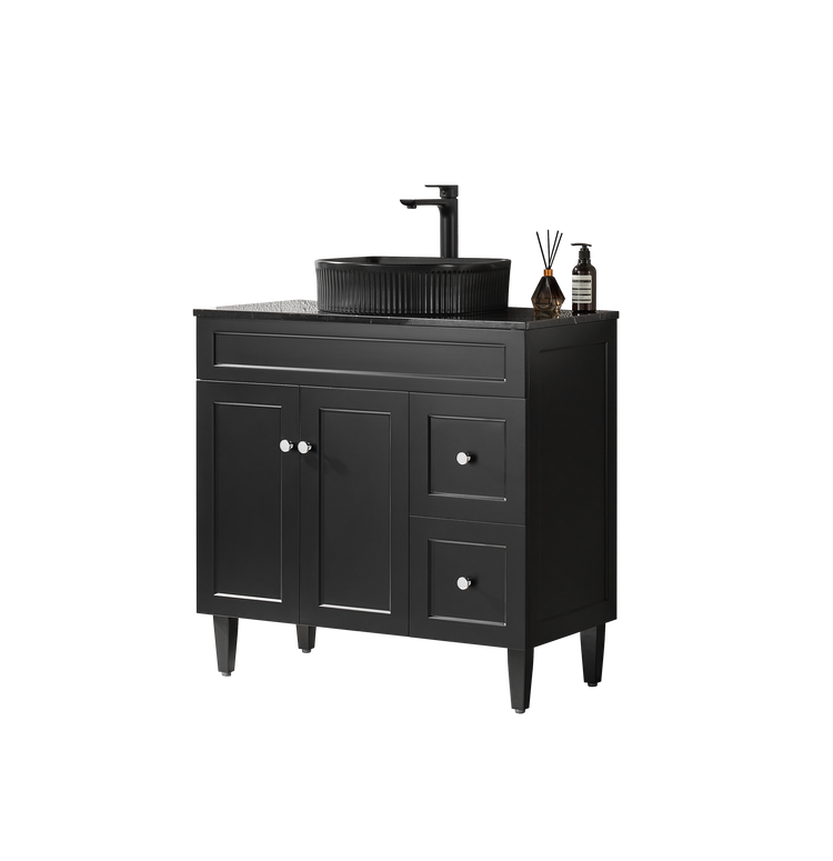 VITO Harrington Floor PVC Cabinet Soft Closing Door, solid wood legs and and left-right double doors 890mm