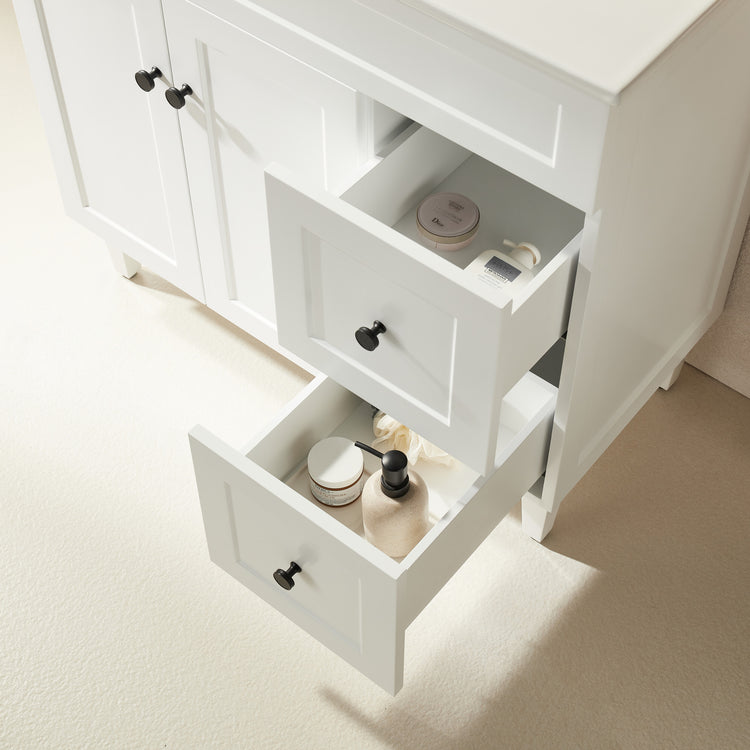 VITO Hamilton Floor PVC Cabinet Soft Closing Door, solid wood legs Right Hand & Left Hand Drawers 890x455x860 mm