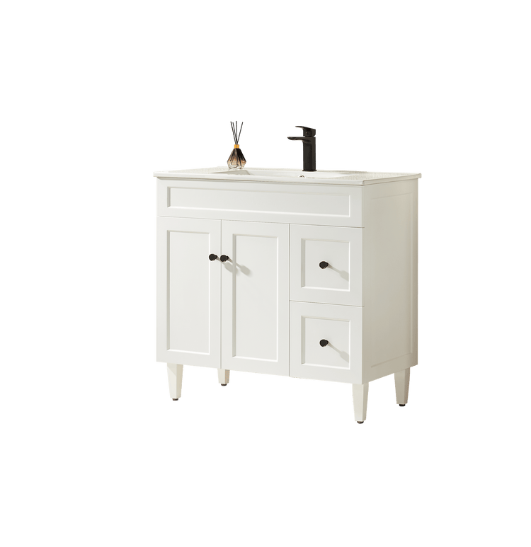 VITO Harrington Floor PVC Cabinet Soft Closing Door, solid wood legs and and left-right double doors 890mm
