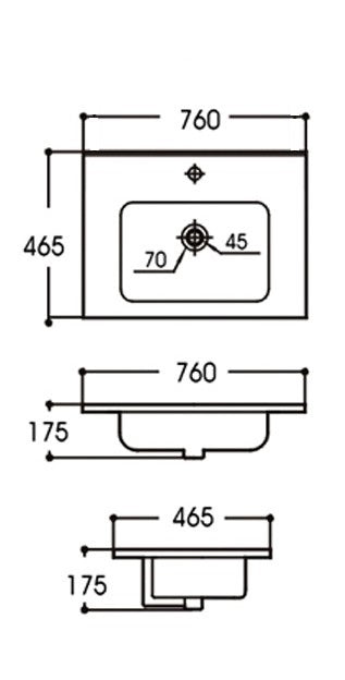 VITO D Angle Ceramic Top 610-1210mm D600B/750B/900B/120B/120BB
