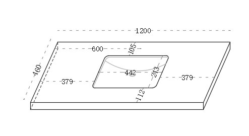 VITO DeLume SINTERED top seamless jointed with ceramic basin 600/750/900/1200/1500mm NDU64/74/94/124/154-TH/NTH