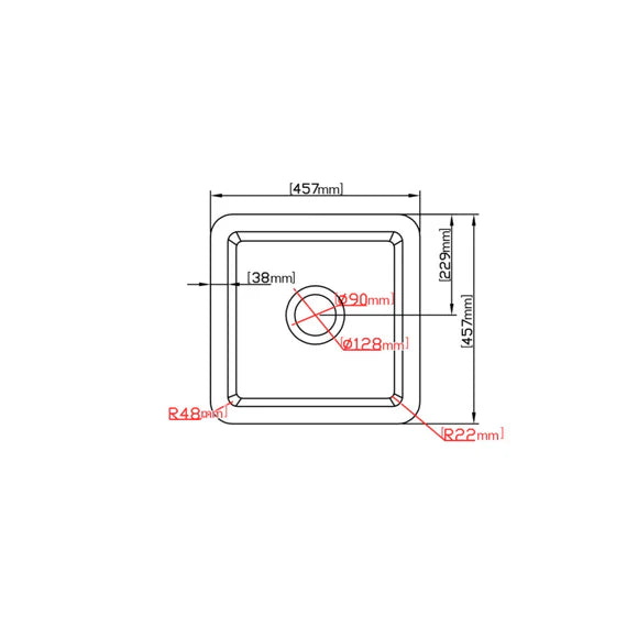 Camden Fireclay Square insert/undermound sinks 457*457*228mm (FCND457GW/MB)