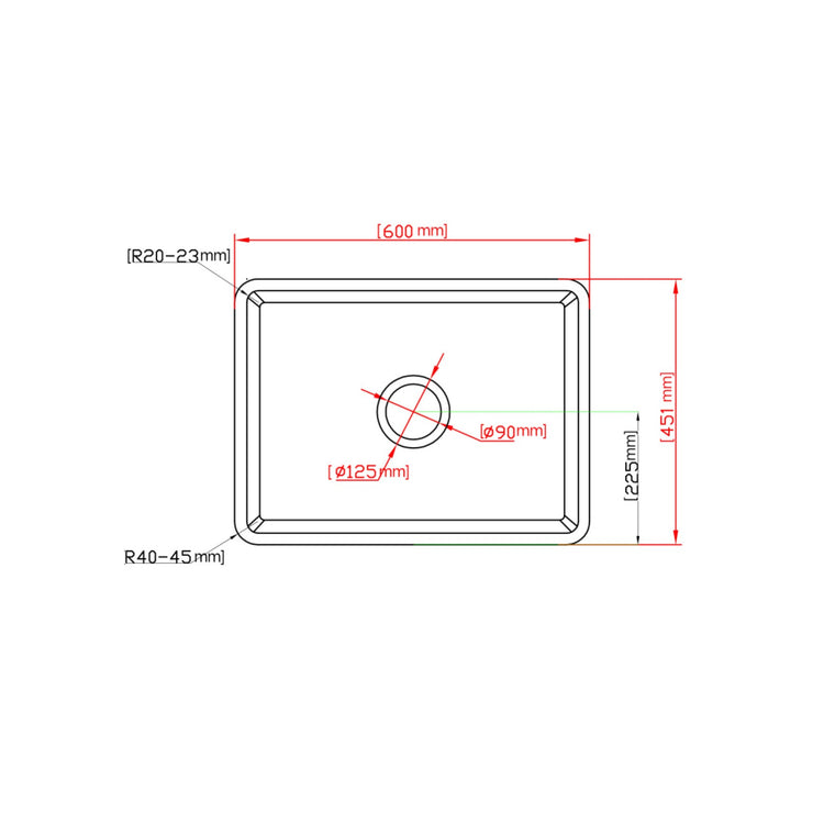 Chelsea Fireclay farmhouse sink 600*451*253mm (FCCT600GW/MB)