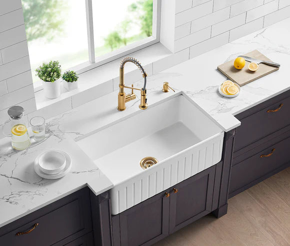Greenwich Fireclay farmhouse single sink 838*456*252mm (FCBD828GW/MB)