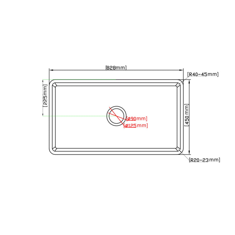 Greenwich Fireclay farmhouse single sink 838*456*252mm (FCBD828GW/MB)