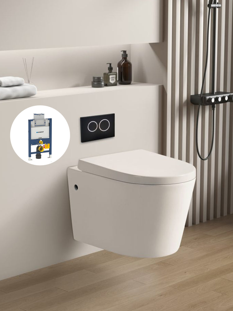 Avery Geberit inwall wall hung toilet suite (Geberit Sigma 8- F/Kappa- F+KDK302-B)