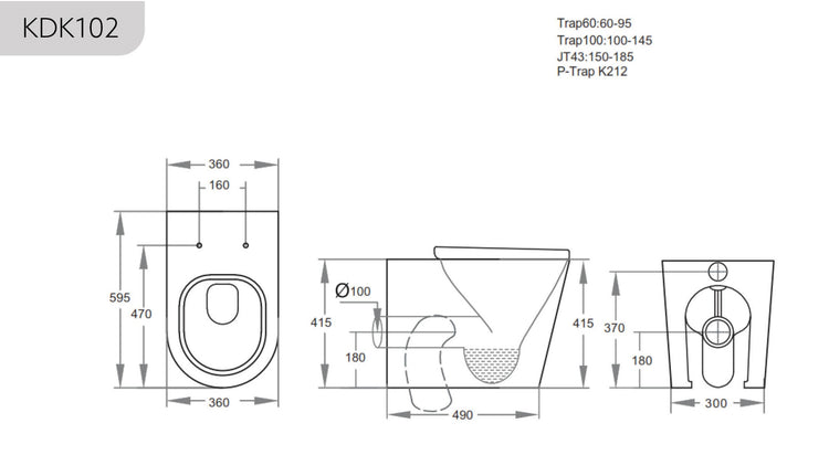 Avery R&T In Wall Floor Toilet Suite G30032/G3005+ KDK102