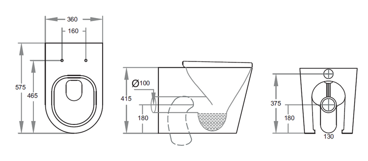 Jill Rimless Wall Faced Floor Pan Dual Flush 575*360*415mm V102R/V102R-MW/-MB
