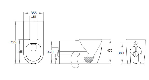 Evida Care Tornado Wall Faced Pan Dual Flush 800*360*430mm V106-BLUE V106-GREY