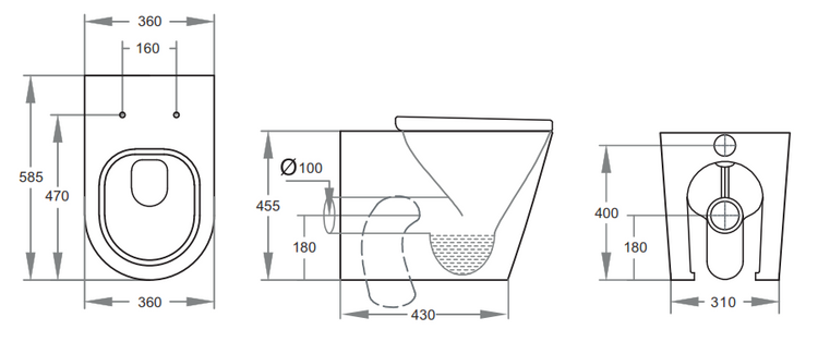 Sereno Rimless Wall Faced Floor Pan Dual Flush 585*360*455mm V107R