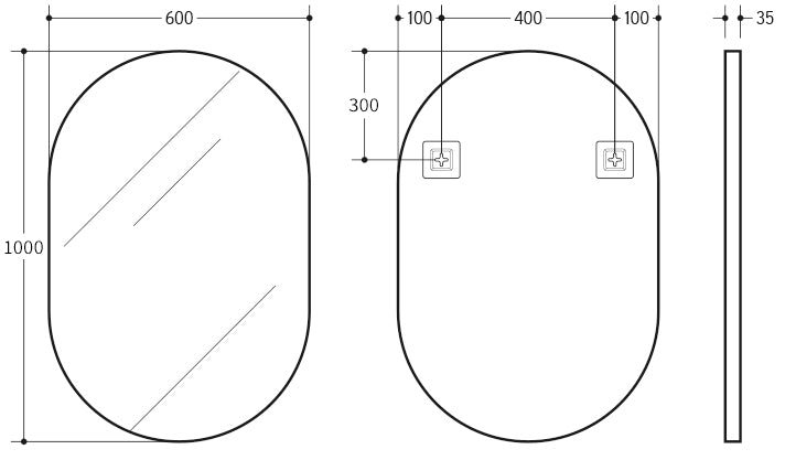 Vetra Aluminum Framed Mirror 5mm Copper Free with Safety Film 450*900/600*1000mm VOFM4590/VOFM60100-MB/BN/GM