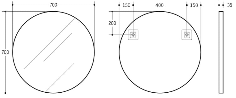 Vetra Aluminum Framed Mirror 5mm Copper Free with Safety Film 600/700/800 VRFM600/700/800-MB/BG/BN/GM