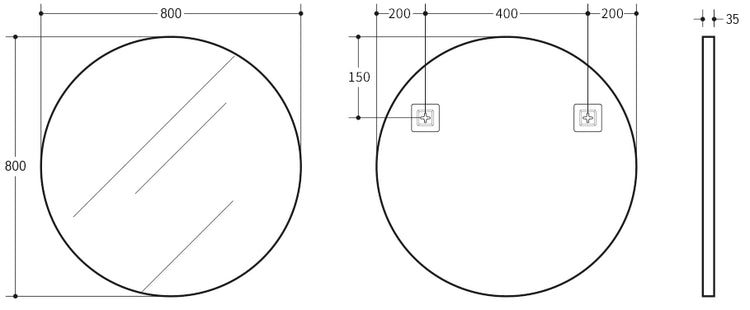 Vetra Aluminum Framed Mirror 5mm Copper Free with Safety Film 600/700/800 VRFM600/700/800-MB/BG/BN/GM