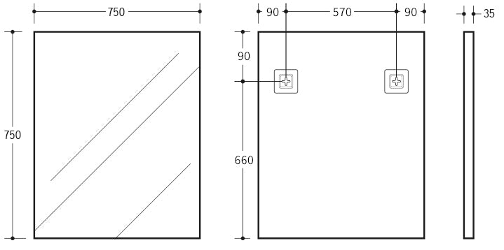 Vetra Aluminum Framed Mirror 5mm Copper Free with Safety Film 450/600/750/900/1200 VSFM4560/6075/7575/9075/1290-MB