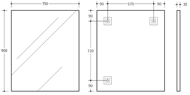 Vetra Aluminum Framed Mirror 5mm Copper Free with Safety Film 450/600/750/900/1200 VSFM4560/6075/7575/9075/1290-MB