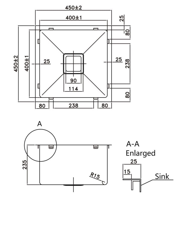 Electrical plated Gum Metal（KSS400-GM）400*400*235mm