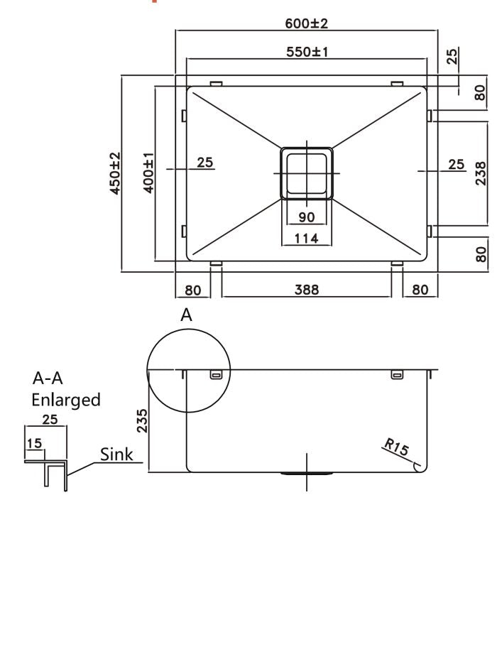 Electrical plated Gum Metal（KSS550-GM）600×450×235mm