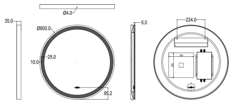 Lirra Iron Framed LED Mirror – Front & Backlit Smart touch free controls 600/800/900 LRFM600/LRFM800/LRFM900