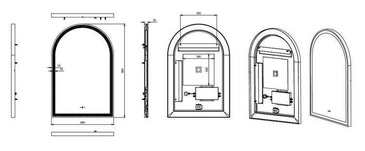 Aura Iron Framed LED Mirror – Front & Backlit Smart touch free controls 600*900mm LFMAR6090