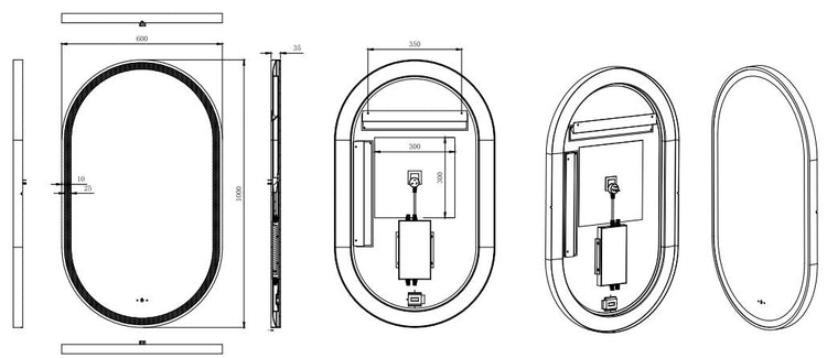 Lirra Iron Framed LED Mirror Electroplated 450/600mm LOFM4590/LOFM60100-MB/BG/BN/GM