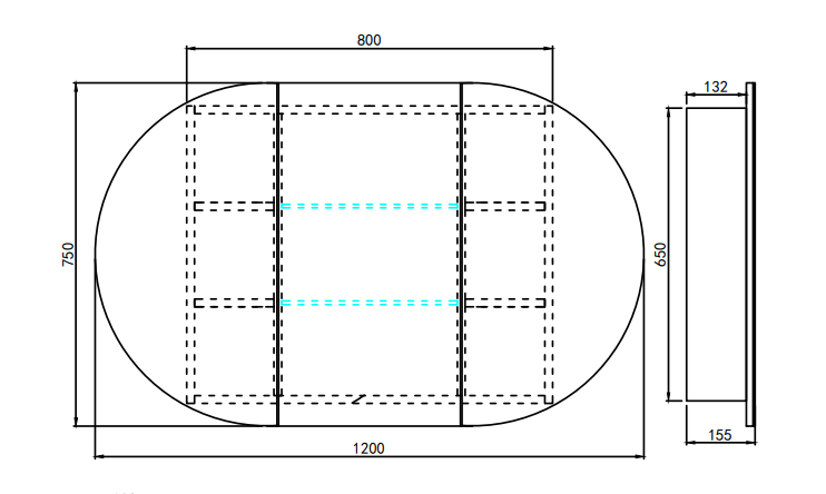 Lumero LED PVC Mirror Shaving Cabinet 1200/1500 LOSV1275MW-LED/LOSV1275MB-LED