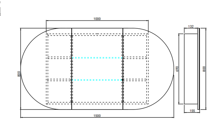 Lumero LED PVC Mirror Shaving Cabinet 1200/1500 LOSV1275MW-LED/LOSV1275MB-LED