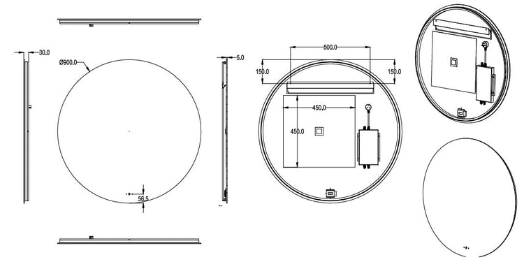 Ronda Backlit LED Mirror Smart Touch Free Controls 600/800/900mm OR600BM/OR800BM/OR900BM