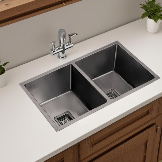 Double-bowl Stainless Steel Sink（PKS-775DS-GM）775×450×235mm