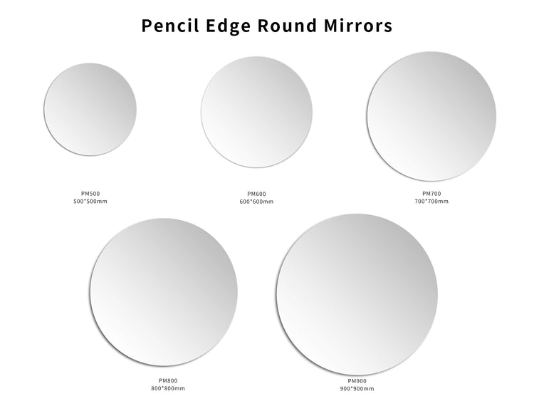 Luna  Pencil Edge Round Mirrors 500/600/700/800/900 PM500-900