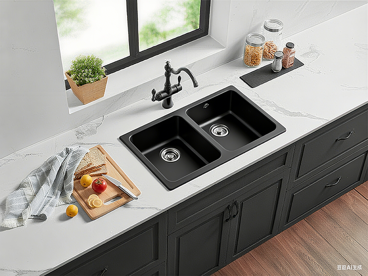 Quartz Top-mount Kitchen Sink 860*500*216mm (QZ8650D-MB)