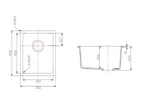 Quartz Top Mount Laundry Tub 350*510*235mm QZT3551-MB