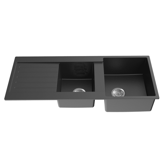 Quartz Top-mount Kitchen Sink 1160*500*216mm (QZ11650DD-MB)