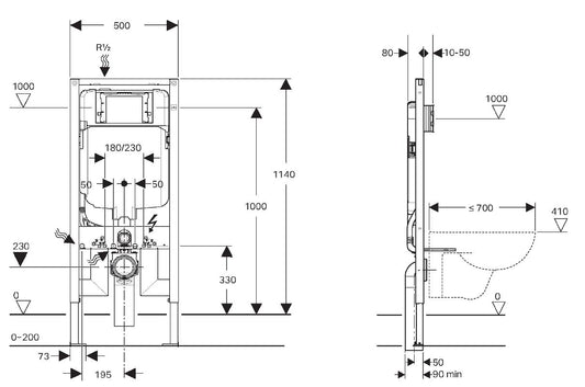 Geberit Sigma 8-F Frame In-wall Cistern for wall hung pan