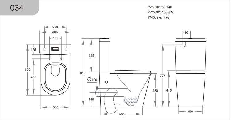 Alora Tornado Rimless Toilet Suite Dual Flush 655*385*840mm V034