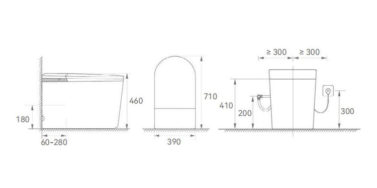 Vesso Smart Toilet One-Piece Ceramic Instant Heating Tornado Flush 690*395*500mm V02