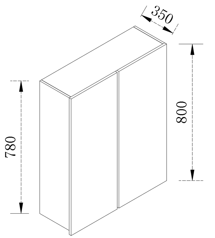 Kitchen Wall Cabinet 2 Door Cupboard 550-1000mm W550/600/650/700/750/800/850/900/1000-800-BOX