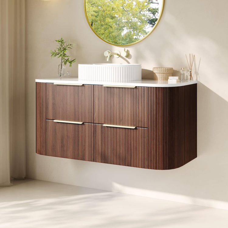 VITO ARTIS Fluted Curved Vanity with soft closing drawers 1200-1550mm(VART1200W-VRT1550W)
